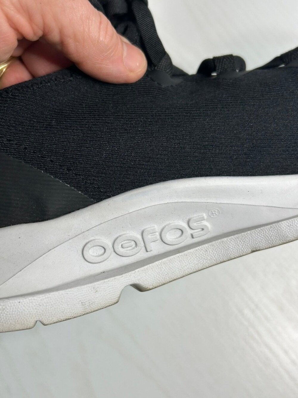 OOFOS Black Recovery Sneakers Lightweight Knit Lace Up Comfort Walking Shoes - Picture 7 of 9